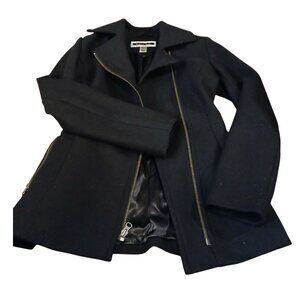 KRISTEN BLAKE Black Wool Blend Asymmetrical Fitted Peacoat S